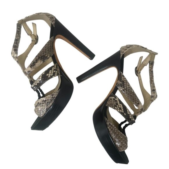 Alexandre Birman Snakeskin Animal Print Platform Open Toe Heels Size 7 Y2K - Picture 7 of 13